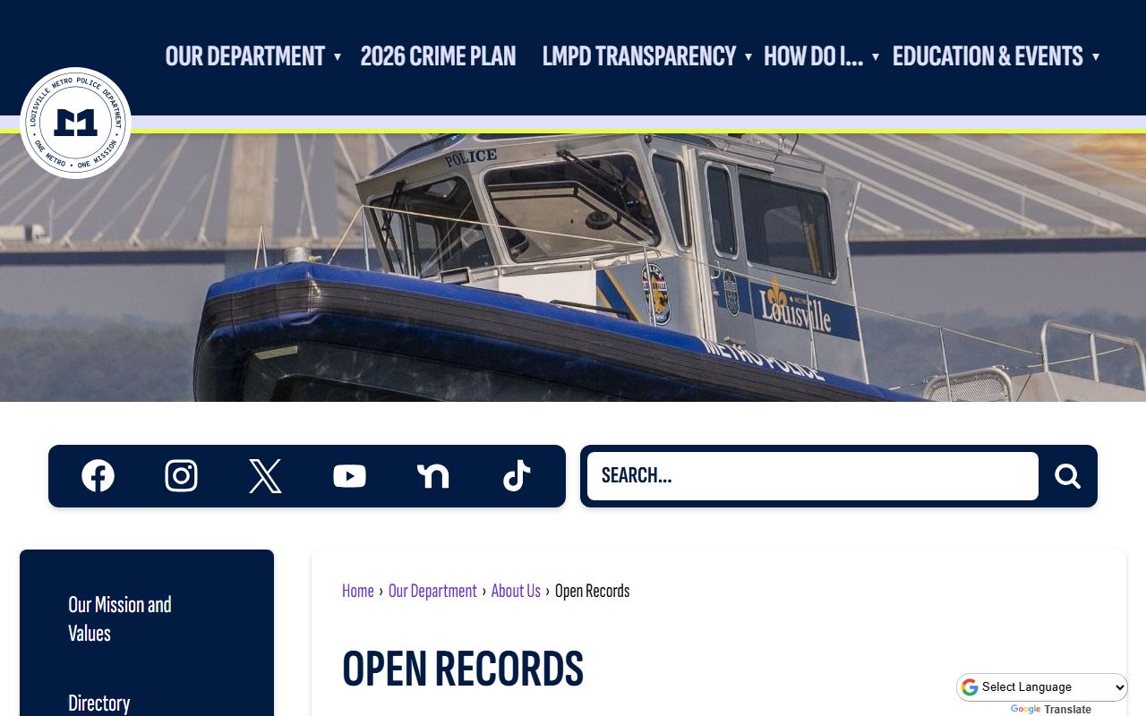 Jefferson County police records fee schedule and open records information