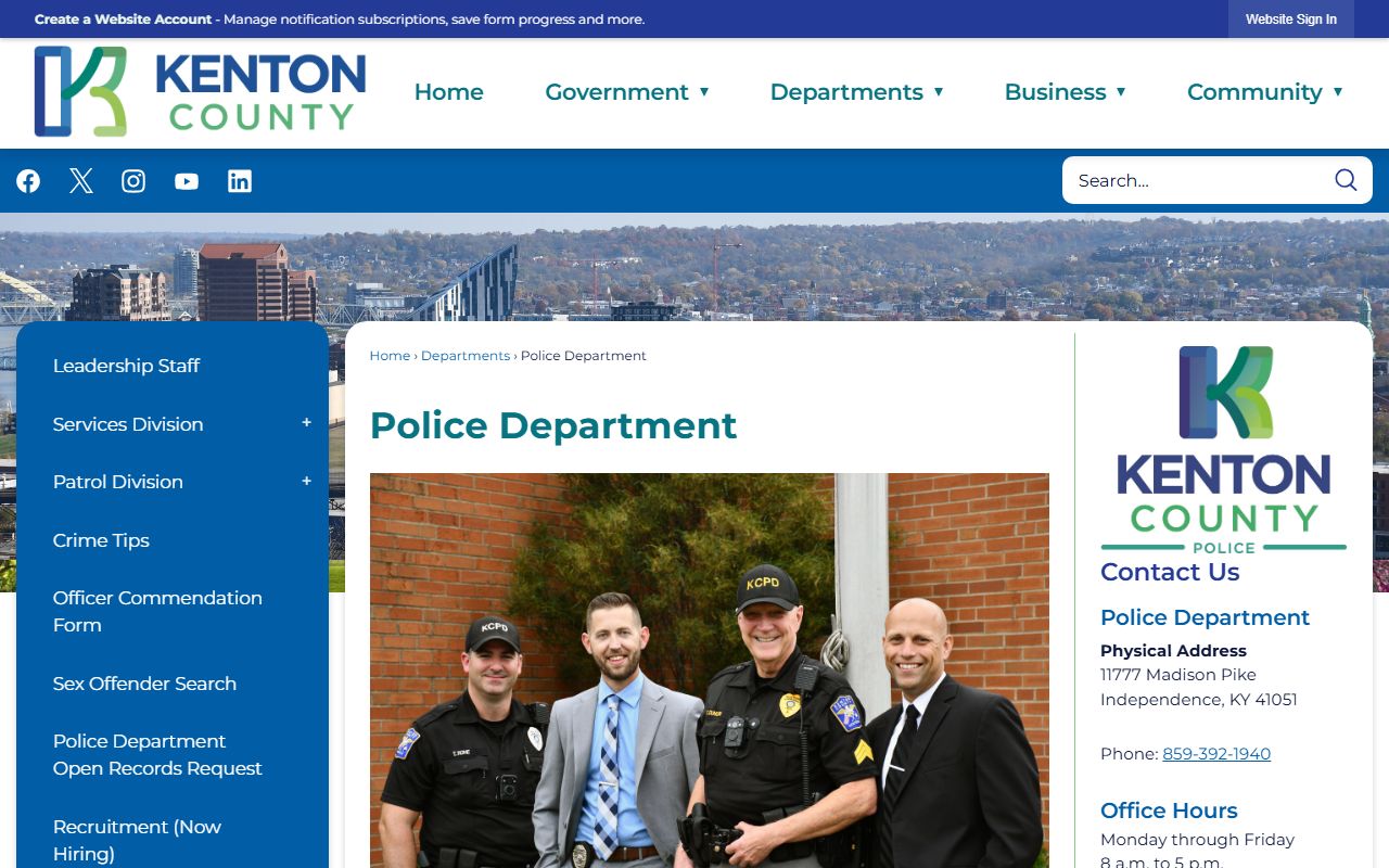 Kenton County Police Department facility in Independence Kentucky