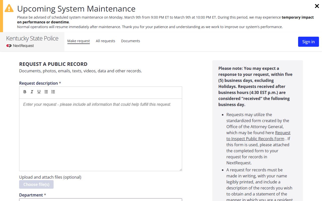 Kentucky Police Records